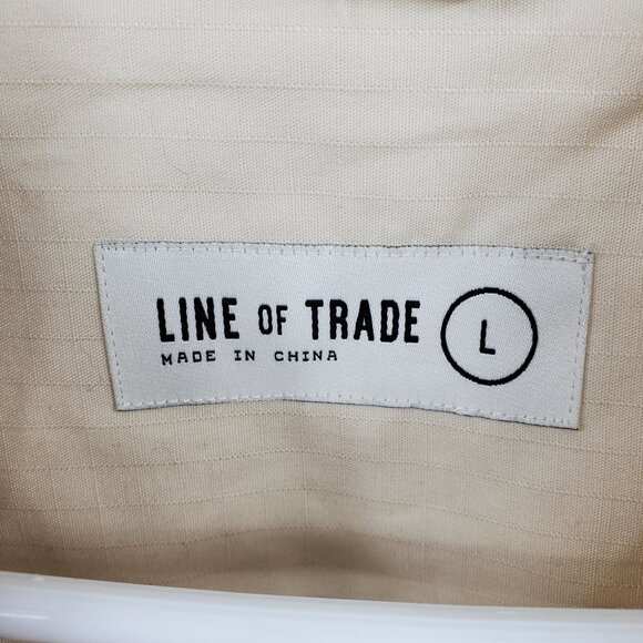 Line of Trade Khaki Utility Button Up Long Sleeve Chore Shirt Size Large - Picture 3 of 10